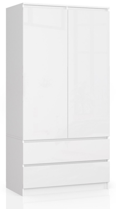 Skriňa S 90 cm 2D 2SZ CLP biela, lesk