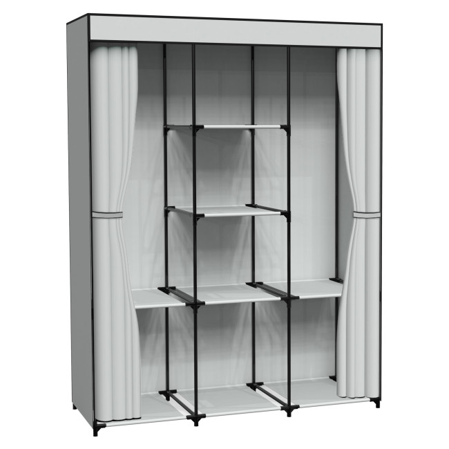 Šatníková skriňa SONIA s 8 policami a sivým závesom