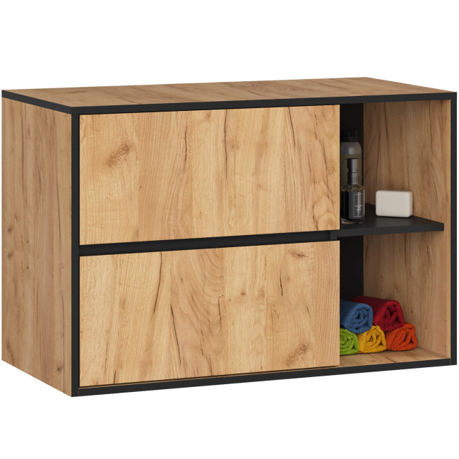 Skrinka pod umývadlo VAMI W90 2SZ 2P dub craft / čierna