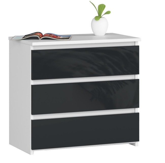 Nočný stolík CL3 60 cm biely / grafitový, lesk