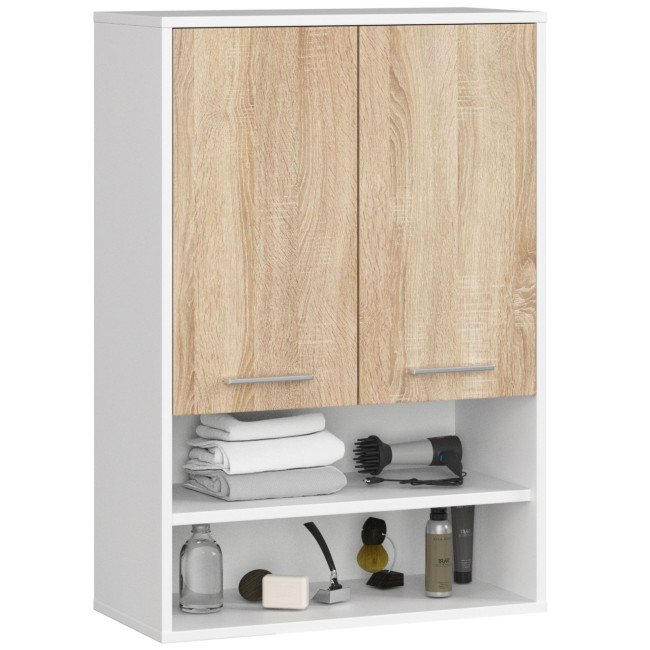 Kúpeľňová skrinka FIN H934 W64 2D 1P biela / dub sonoma