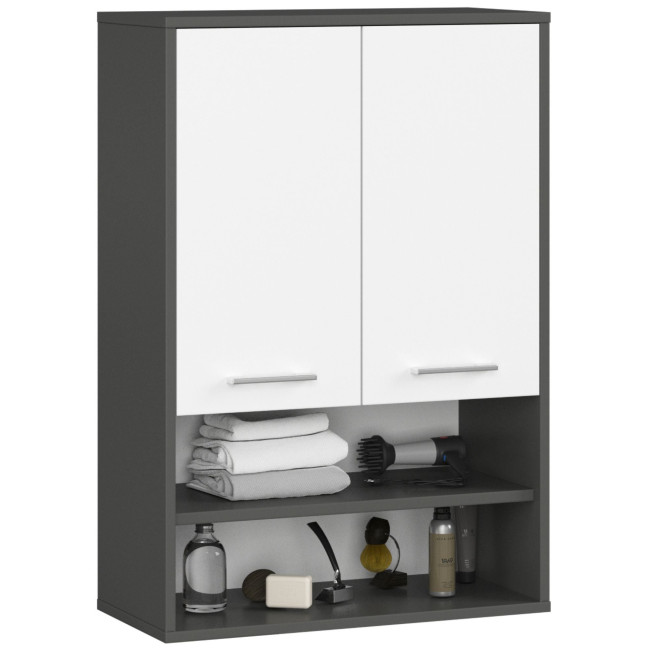 Kúpeľňová skrinka FIN H934 W64 2D 1P grafitová / biela