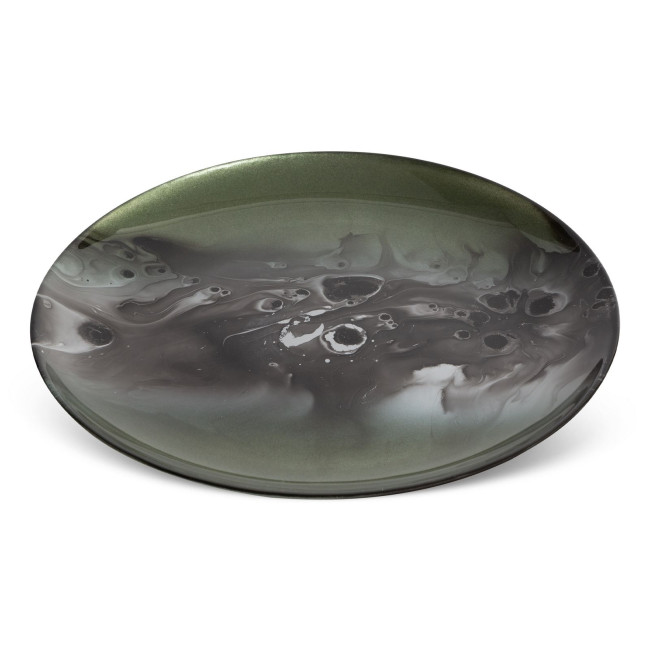 Dekoračný tanier SABA 02 zelený / oceľový