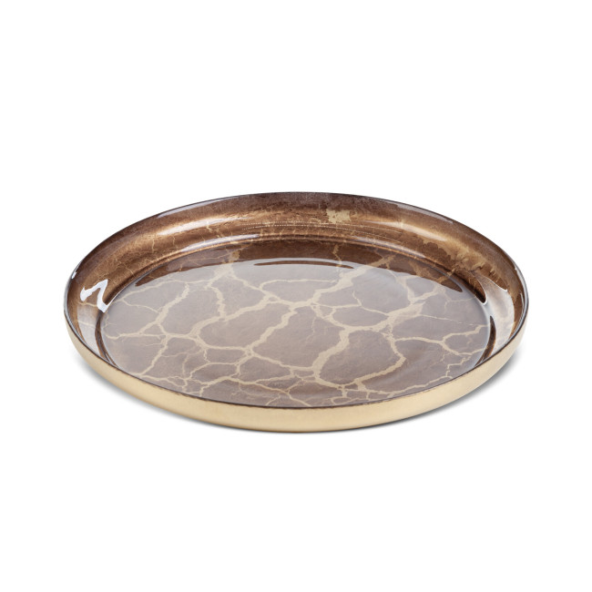 Dekoračný tanier SUZI 01 zlatý / hnedý
