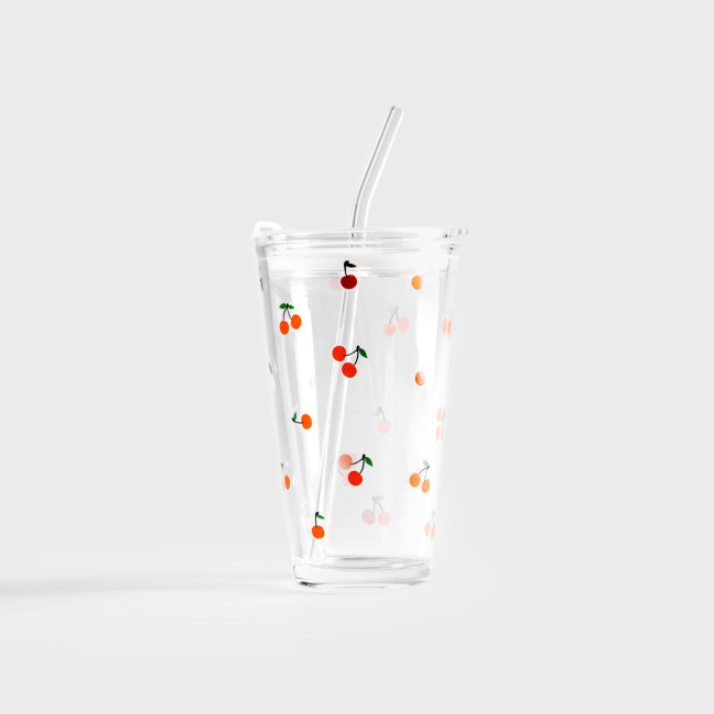 Levně Sklenice EMBO SUMMER se brčkem 745898 400 ml
