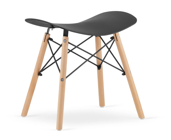 Set troch taburetiek KORFU - čierne (hnedé nohy) (3ks)