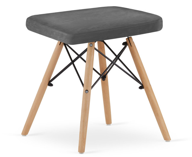 Set dvoch taburetiek WERK zamatové sivé (hnedé nohy) 2ks