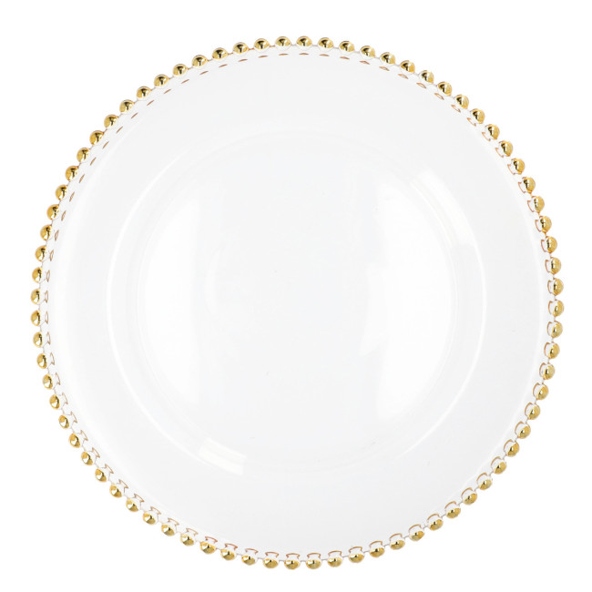 Dekoratívny tanier GOLDEN BALLS so zlatým okrajom s guličkami 807546