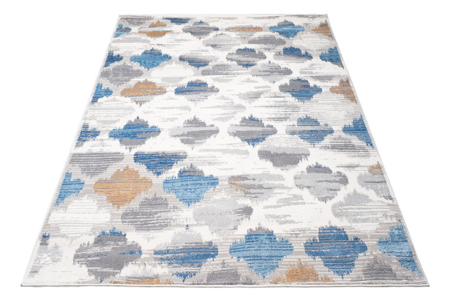 Koberec D654B VALLEY biely / tmavomodrý