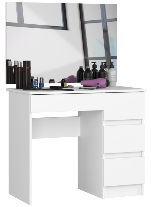 Levně Toaletní stolek se zrcadlem T-6/SL 900x600 pravý, bílý