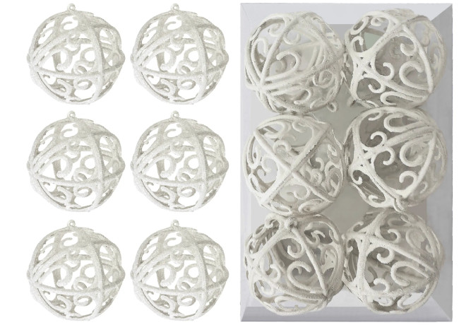 Vianočné guľky - biele KL-21X26 (6ks)