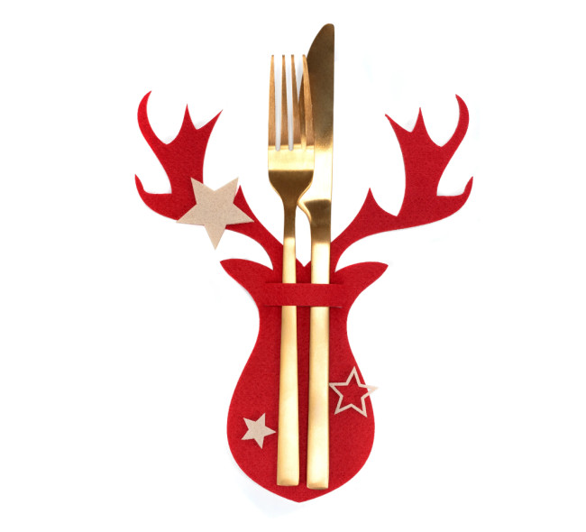 Vianočný obal na príbory 311377 červený sob