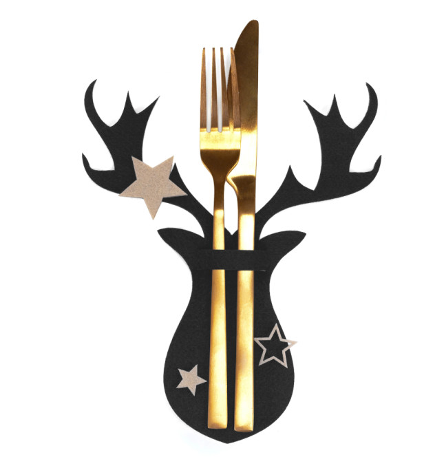 Vianočný obal na príbory 311377 čierny sob