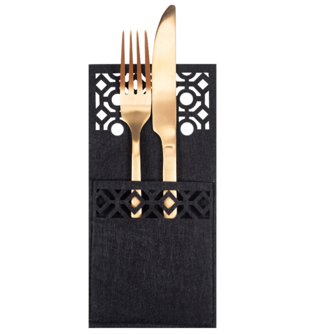 Vianočný obal na príbory KF357-4B čierny