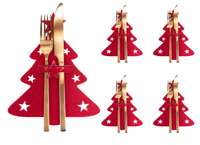 Vianočný obal na príbory - stromček