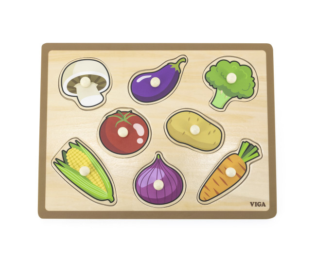 Puzzle na podložke s rúčkami Viga 44578 zelenina