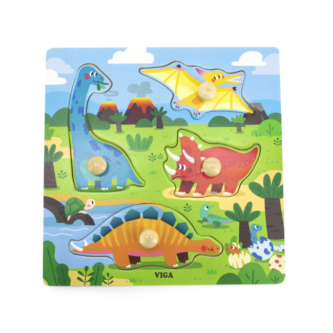 Puzzle s rúčkami Viga 44596 dinosaury