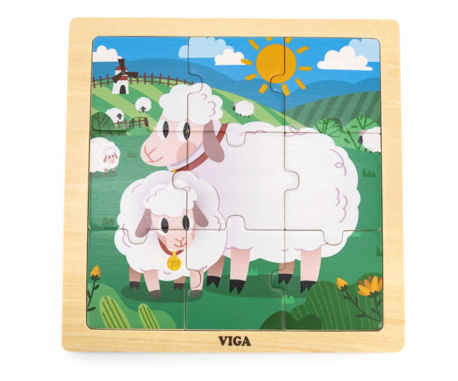 Puzzle na podstavci Viga 44622 9 dielikov - ovečka