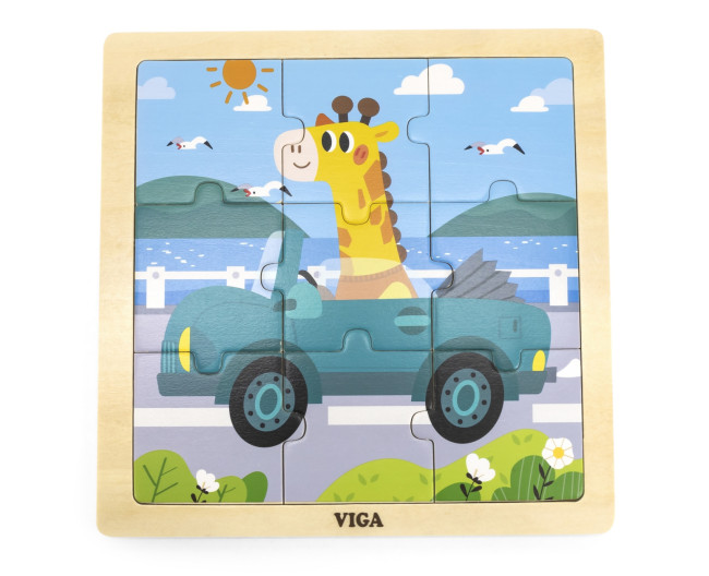 Puzzle na podstavci Viga 44629 9 dielikov - auto
