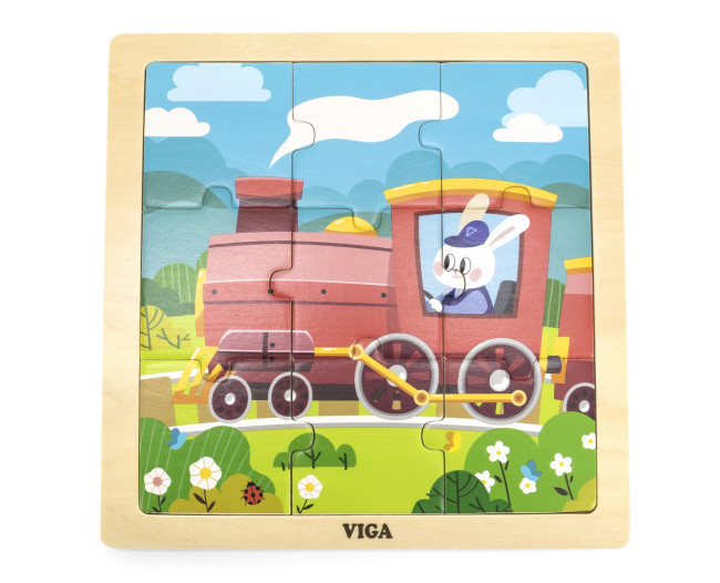Puzzle na podstavci Viga 44631 9 dielikov - vláčik