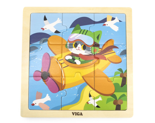 Puzzle na podstavci Viga 44632 9 dielikov - lietadlo