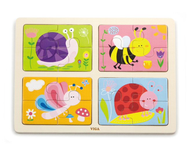 Puzzle na podstavci 4v1 Viga 50189 hmyz