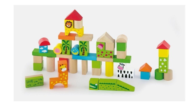 Drevené kocky Viga 50286 zoo 50 ks
