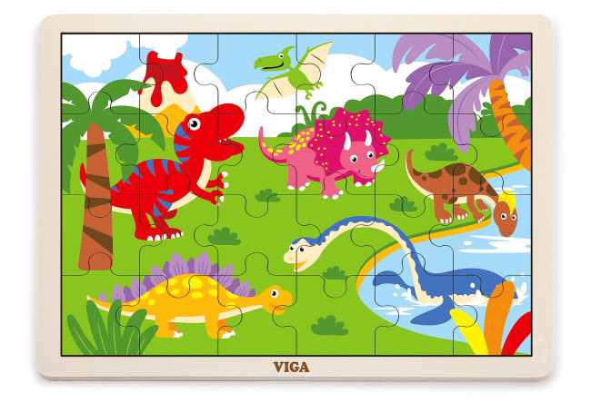 Puzzle na podstavci Viga 51460 24 dielikov - dinosaury