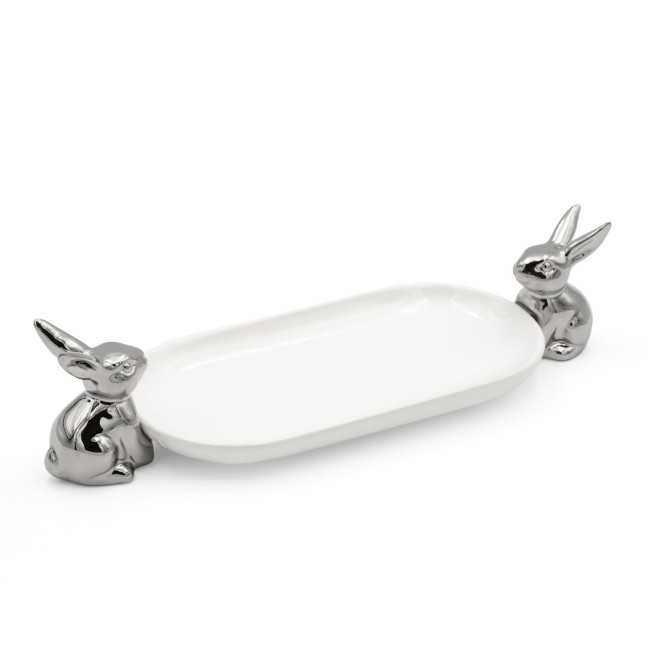 Dekoratívny podnos EASTER 158 biely / strieborný