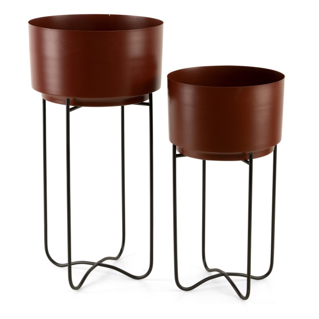 Set 2 kvetináčov DONICA 206 hnedý / čierny