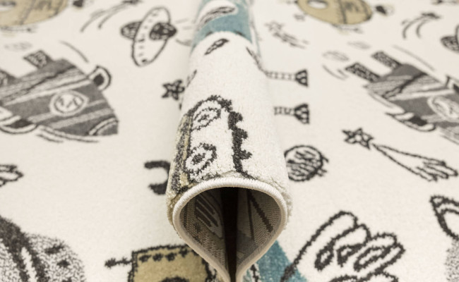 Metrážny koberec Lima G931A roboty, krémový / pastelovo tyrkysový