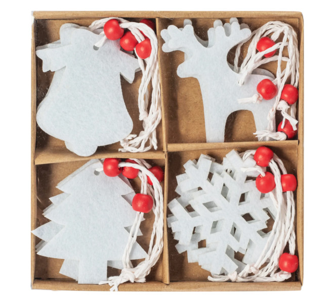 Závesné Vianočné dekorácie SHY-W8569 biele (16 ks)