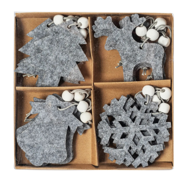 Závesné Vianočné dekorácie SHY-W8569 sivé (16 ks)