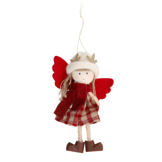 Vianočná ozdoba INGER dievčatko v károvaných šatách 800578