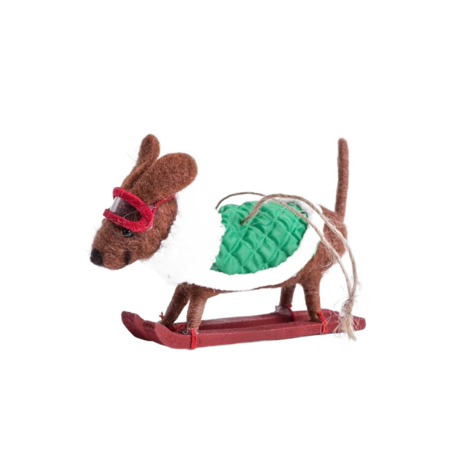 Vianočná ozdoba PETTIES jazvečík na lyžiach 705793