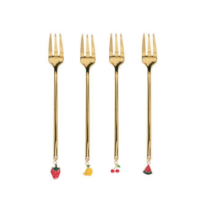 Súprava štyroch dezertných vidličiek BLANE SUMMER zlatá 849287
