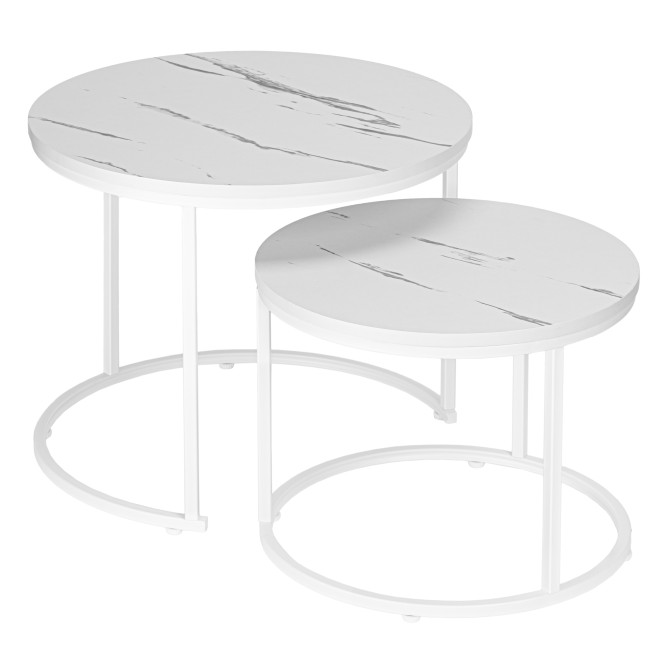 Sada 2 konferenčných stolíkov GALEN mramorová, biela