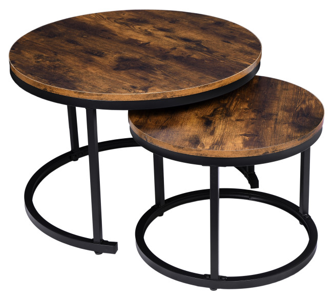 Sada 2 konferenčných stolíkov GALEN 70 cm Rustic