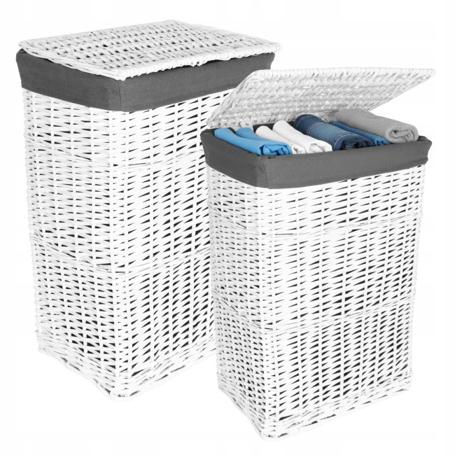 Sada košov na bielizeň biela / sivá 72 l a 114 l