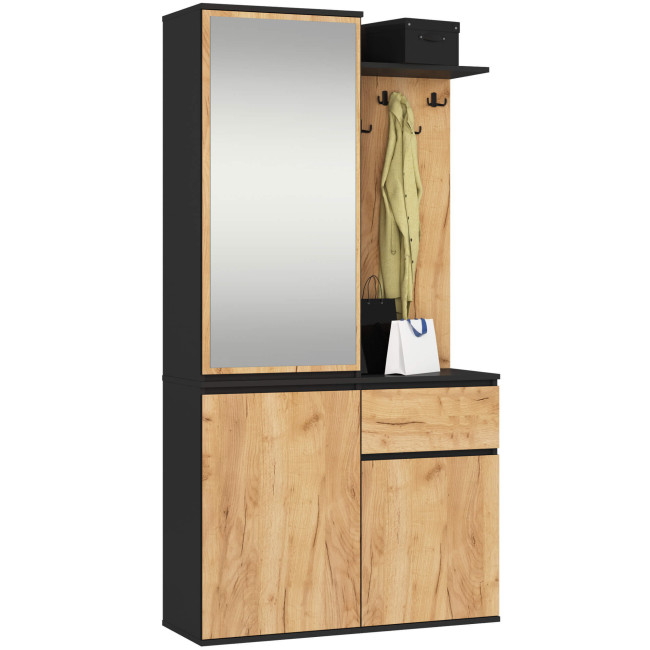 Predsieňová zostava ENTRO čierna / dub craft