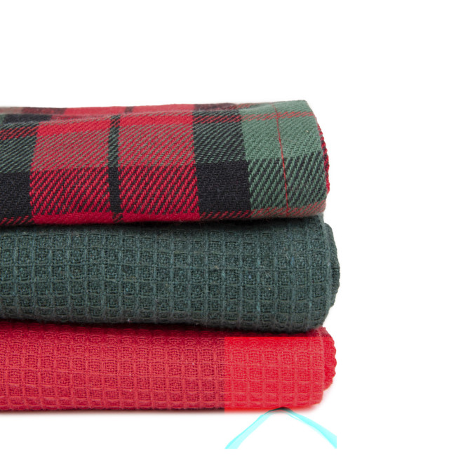 Sada kuchynských utierok TARTAN červená / zelená 870557