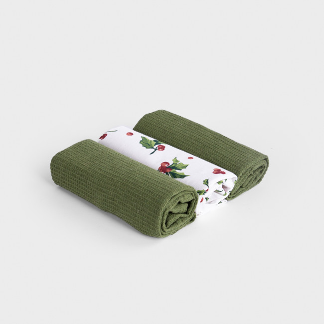 Sada kuchynských utierok TICKLE zelená / biela 703317