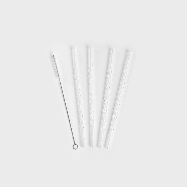 Sada kovových slamiek ALCOLE sklenená 716454