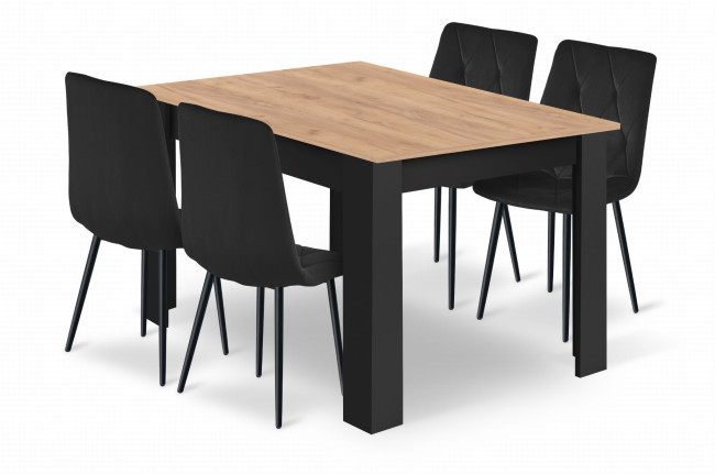 Jedálenský stôl NP so štyrmi stoličkami LIBRA čierne