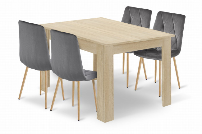 Jedálenský stôl NP so štyrmi stoličkami LIBRA sivé
