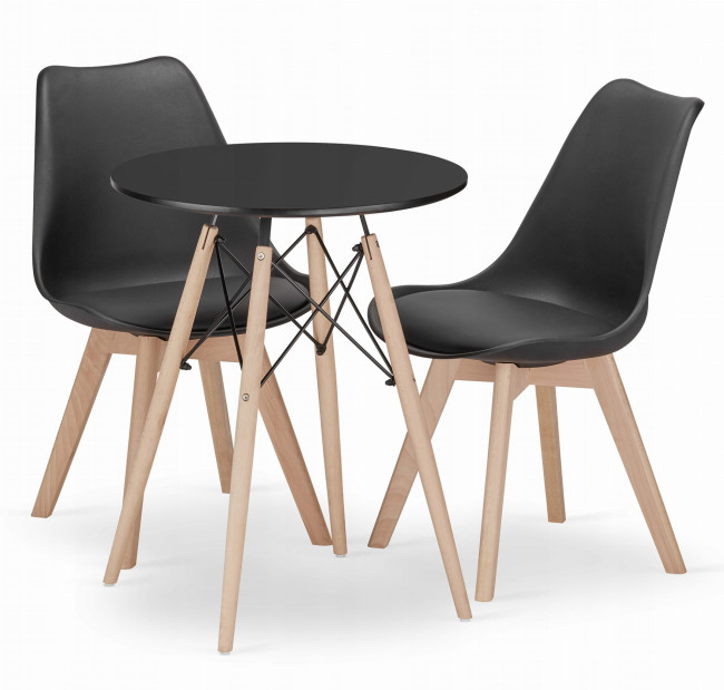 Jedálenský stôl TODI čierny 60 cm s dvoma stoličkami MARK čierne