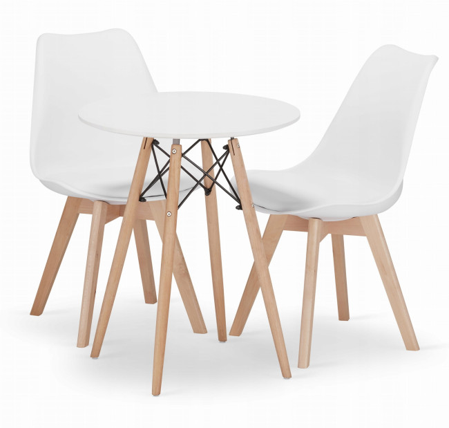 Jedálenský stôl TODI biely 60 cm s dvoma stoličkami MARK biele