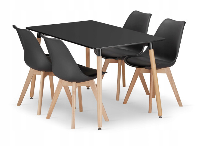 Jedálenský stôl ADRIA čierny so štyrmi stoličkami MARK čierne