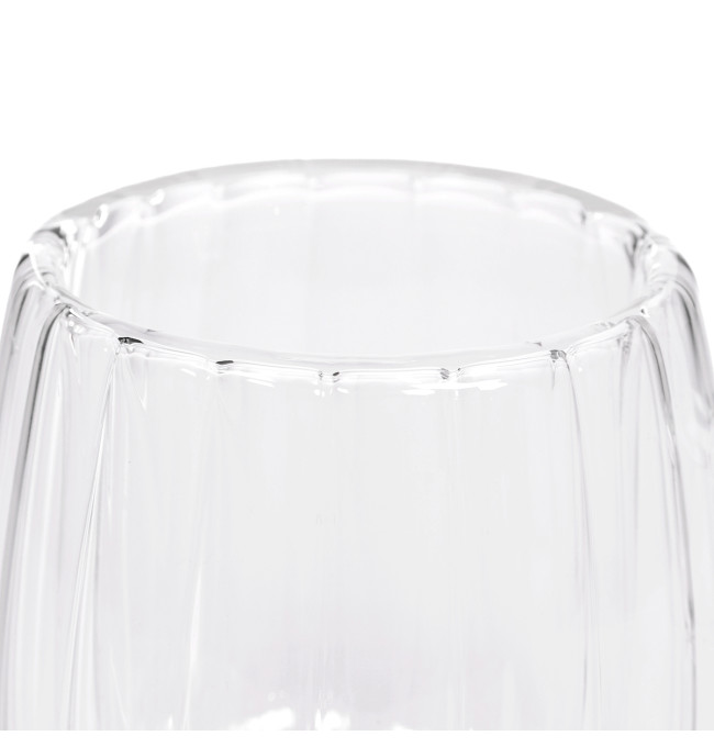 Sada dvoch šálok CEMBRA GROOVE s dvojitým dnom, priesvitné 888149 250 ml (2 ks)