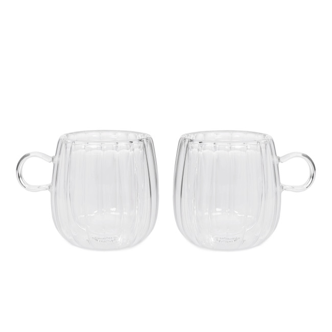 Sada dvoch šálok CEMBRA GROOVE s dvojitým dnom, priesvitné 888149 250 ml (2 ks)